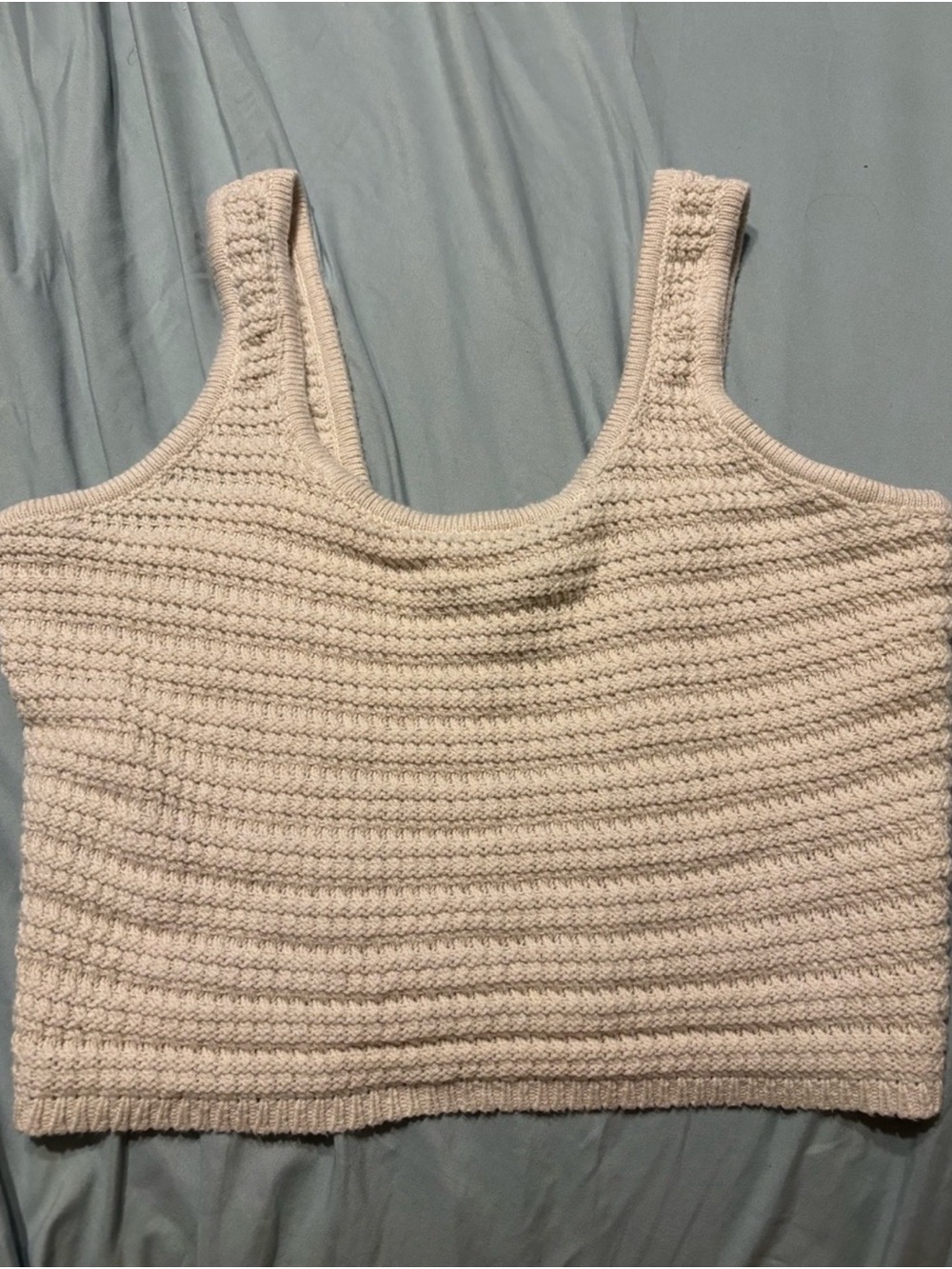 Crochet Cream Knit Set- Women's Cropped Sweater Tank and Skirt Large